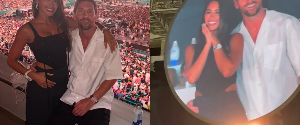 La pareja compartió un momento en el concierto de la banda británica La pareja compartió un momento en el concierto de la banda británica