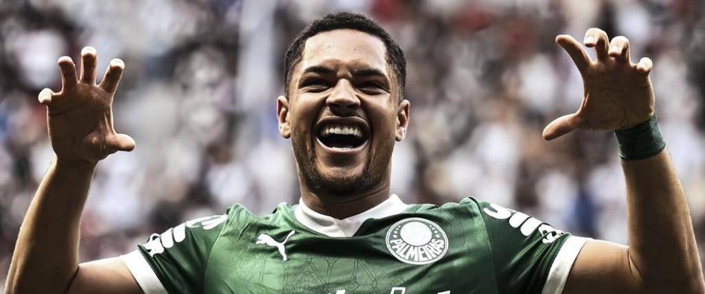 El delantero brasileño, de 20 años, anotó su primer gol con la camiseta de Palmeiras en el Brasileirao. El delantero brasileño, de 20 años, anotó su primer gol con la camiseta de Palmeiras en el Brasileirao.