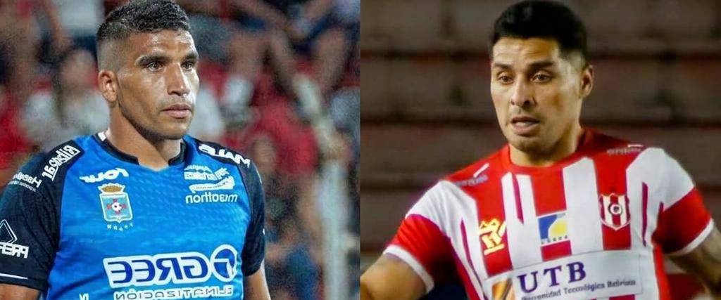 Julio Vila, defensor de Blooming (izq.) y Daniel Rojas, mediocampista de Independiente.