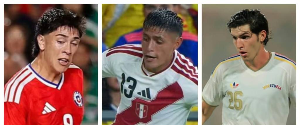 Maximiliano Gutiérrez de Chile (izq.), Marco Huamán de Perú y Juan Sánchez de Venezuela.