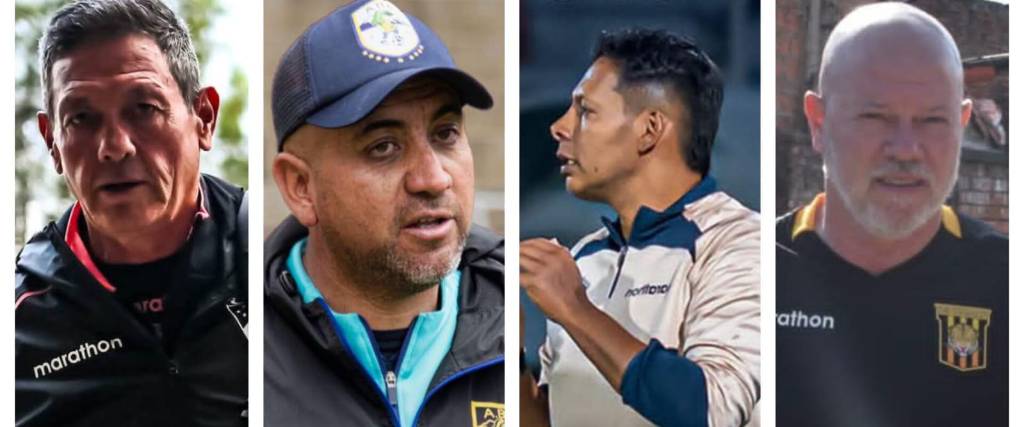 Los entrenadores Mauricio Soria (izq.), Sebastián Núñez, Giancarlo Umaña y Antonio Carlos Zago. 