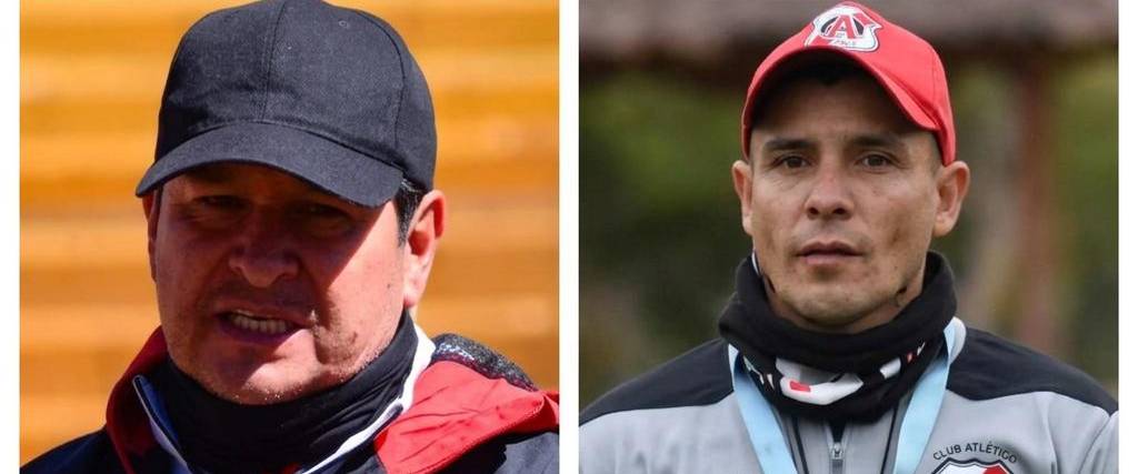 Eduardo Villegas, entrenador saliente de Nacional Potosí (izq.) y Dailer Gutiérrez será su remplazante.