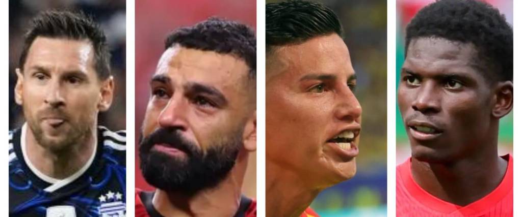 El argentino Messi (izq.), el egipcio Salah, el colombiano Rodríguez y el suizo Embolo. 