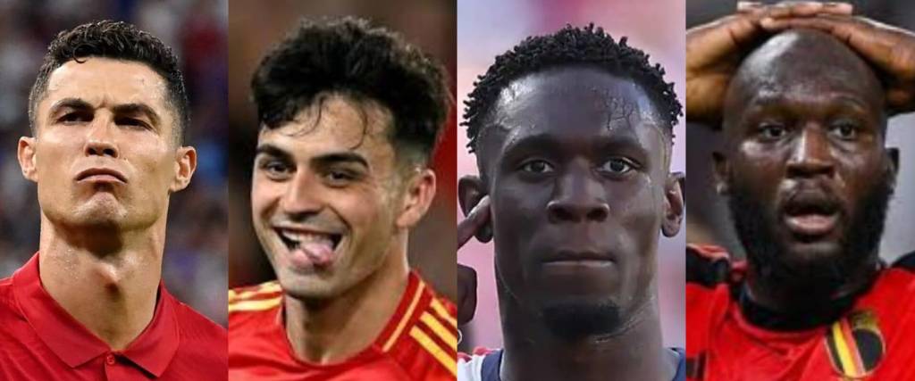 El portugués Cristiano Ronaldo (izq.), el español Pedri, el estadounidense Balogun y el belga Lukaku.