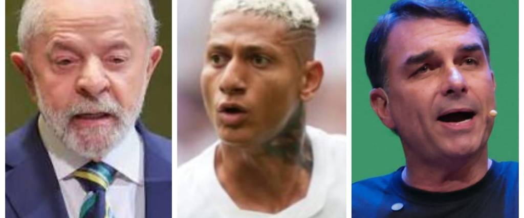 El presidente de Brasil, Lula (izq.), el futbolista Richarlison (centro) y Bolsonaro.