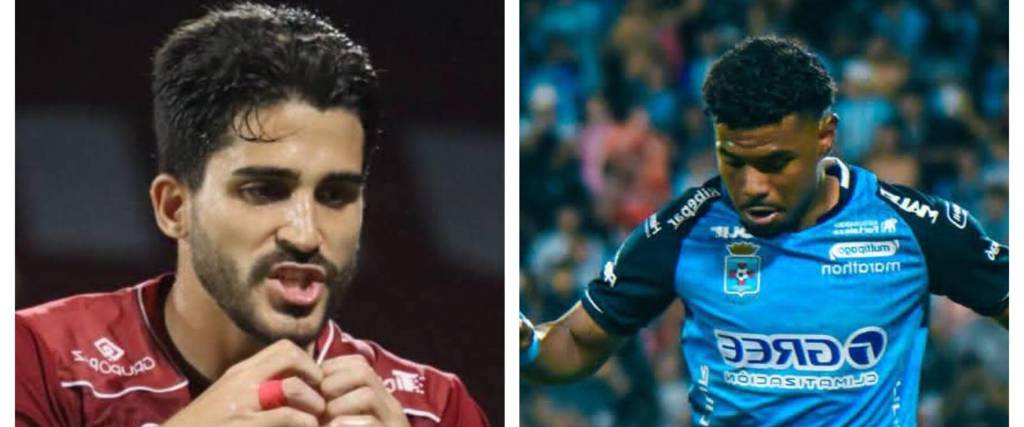 El delantero de Guabirá Pedro (izq.) y el mediocampista de Blooming Roberto Hinojosa.