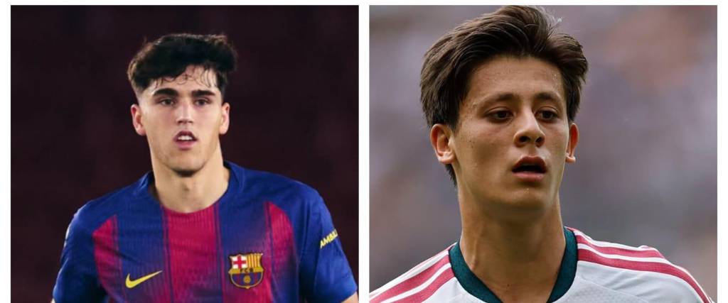 Pau Cubarsí del Barcelona (izq.) y Arda Güler de Real Madrid. 