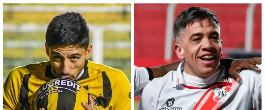 Martín Chiatti de The Strongest (izq.) y Maximiliano Núñez de Nacional Potosí.