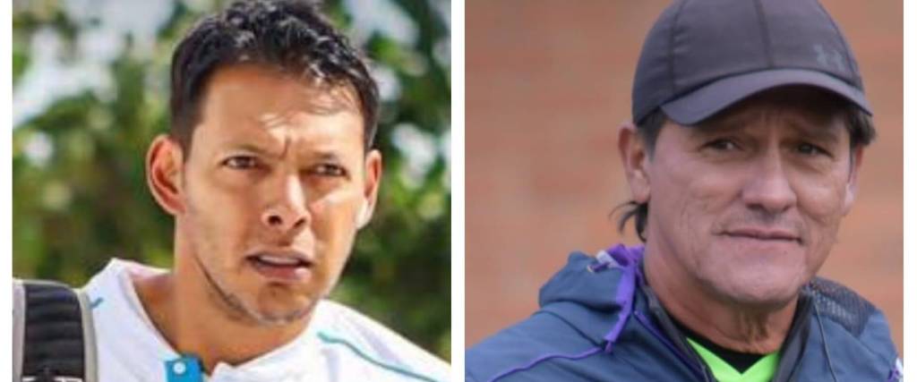 Giancarlo Umaña (izq.), nuevo DT de Real Potosí y Flabio Torres, entrenador saliente