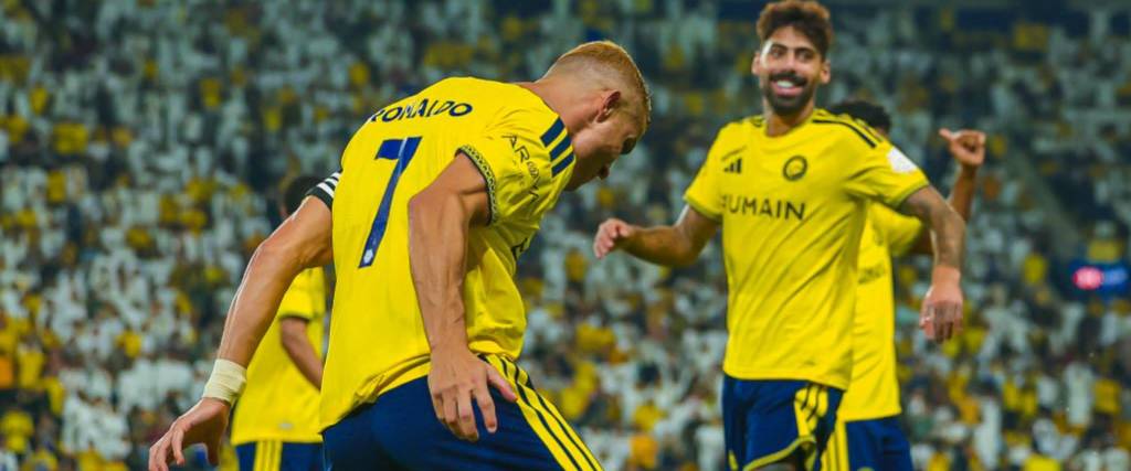 Cristiano Ronaldo celebra con su habitual “Siuuu” el tanto de la victoria para al Al Nassr.