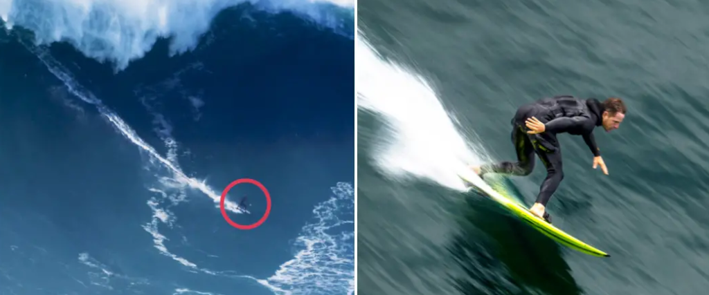 El surfista desafió las colosales olas en Praia do Norte, en Nazaré (Portugal)