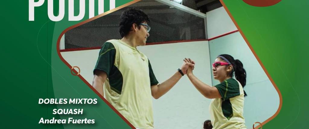 La dupla boliviana de squash conformada por Cristian Roldán (der.) y Andrea Fuertes.