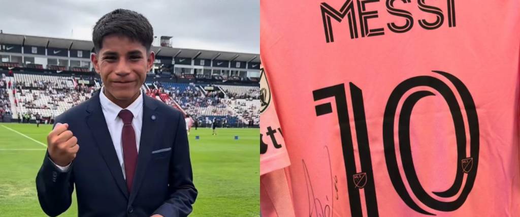 Messi firmó una camiseta para Pol Deportes