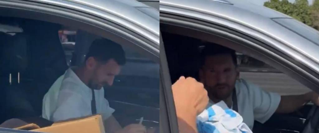 Messi frenó en plena calle y firmó la polera de un hincha