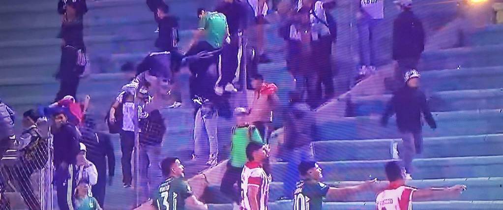 Peleas entre los hinchas de Independiente y Oriente Petrolero en el Patria.