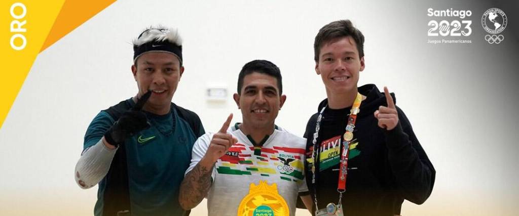 Moscoso, Carrasco y Keller componen el equipo masculino de Bolivia en raquetbol.