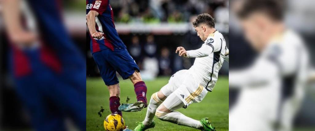 Así quedó el tobillo derecho del neerlandés Frenkie de Jong tras disputar el balón con el charrúa Valverde.