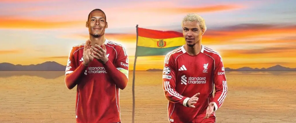 La publicación de Liverpool FC que muestra el salar de Uyuni y la tricolor boliviana.