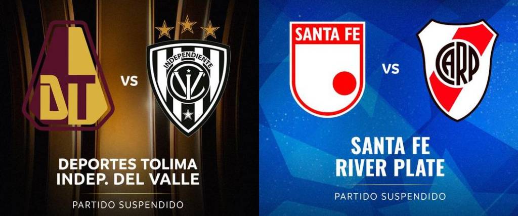 Los duelos entre Tolima e IDV, además de Santa Fe ante River Plate, fueron suspendidos por Conmebol.