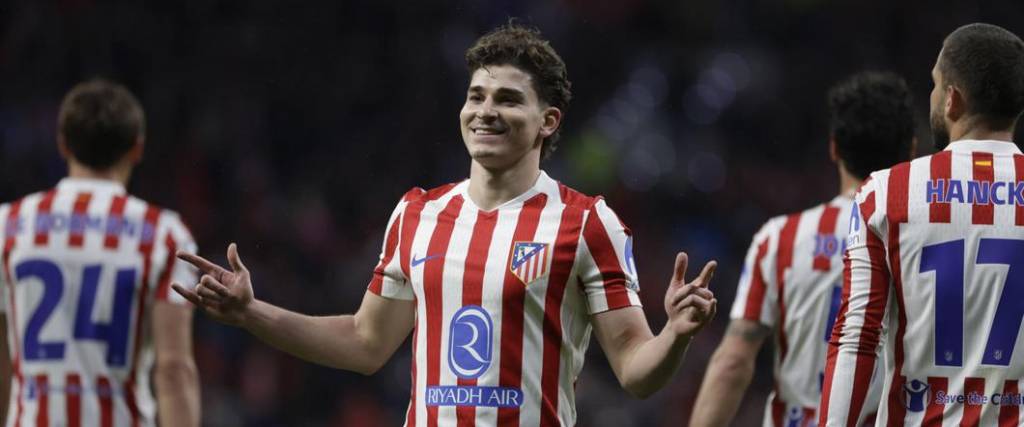 El argentino Julián Álvarez marcó uno de los cinco goles del conjunto colchonero ante los ‘Spurs’.