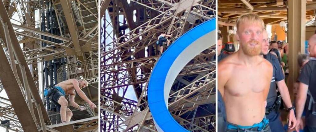 Un hombre escaló hasta el segundo piso de la Torre Eiffel y fue detenido por la Policía de París.