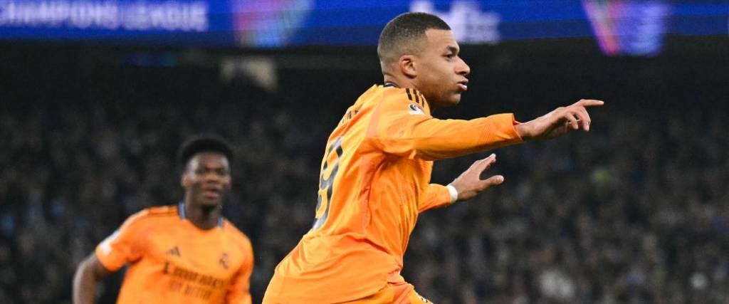 El francés Mbappé anotó el 1-1 parcial a favor del Real Madrid. El delantero jugó un buen partido ante el City.