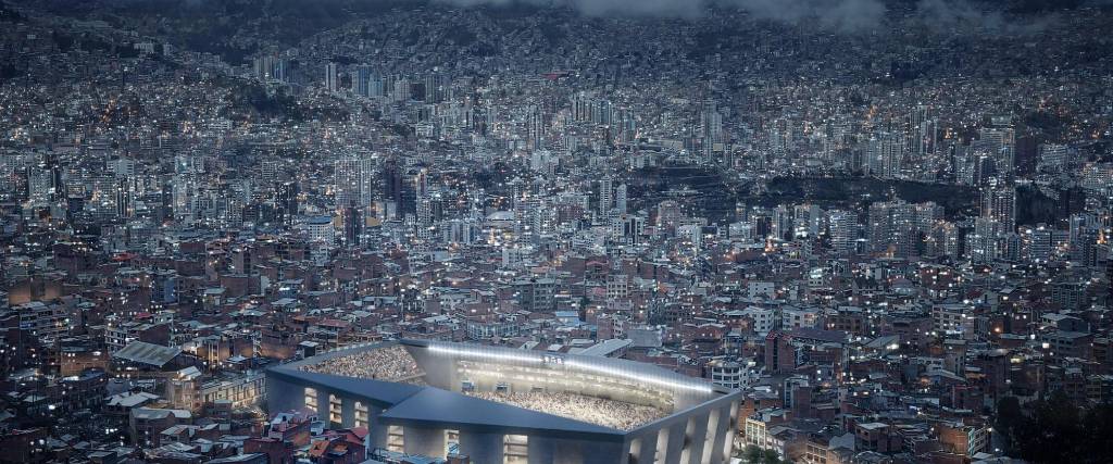 Recreación de cómo quedará ubicado el estadio de Tembladerani