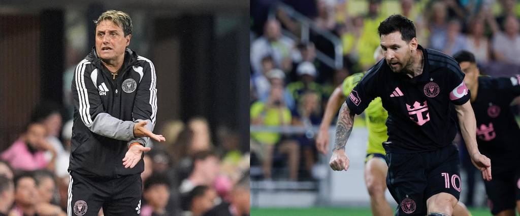 Guillermo Hoyos, exentrenador del Inter Miami (izq.) y Lionel Messi, capitán del cuadro de la MLS.