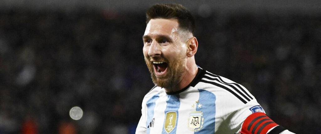 Messi celebra el gol que convirtió ante Ecuador