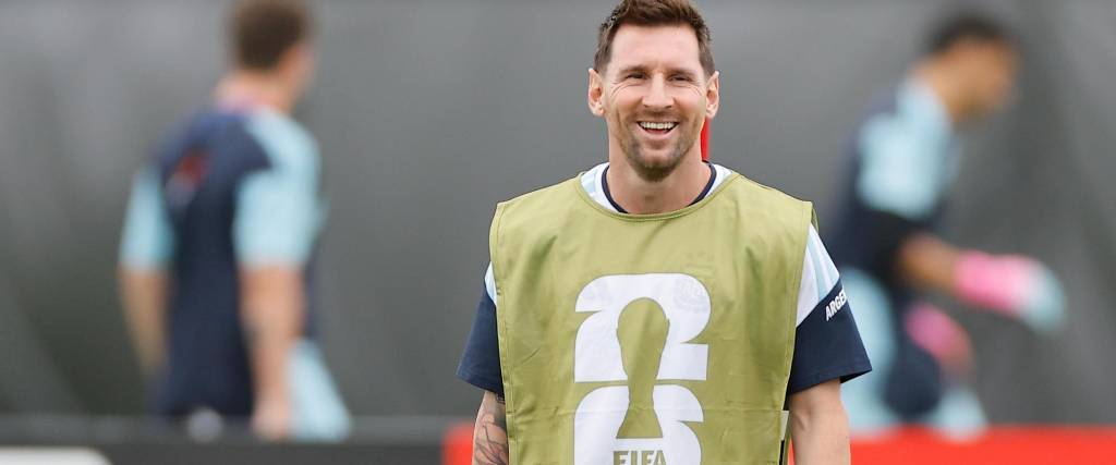 El delantero de Argentina Leo Messi, durante un entrenamiento celebrado el domingo. 