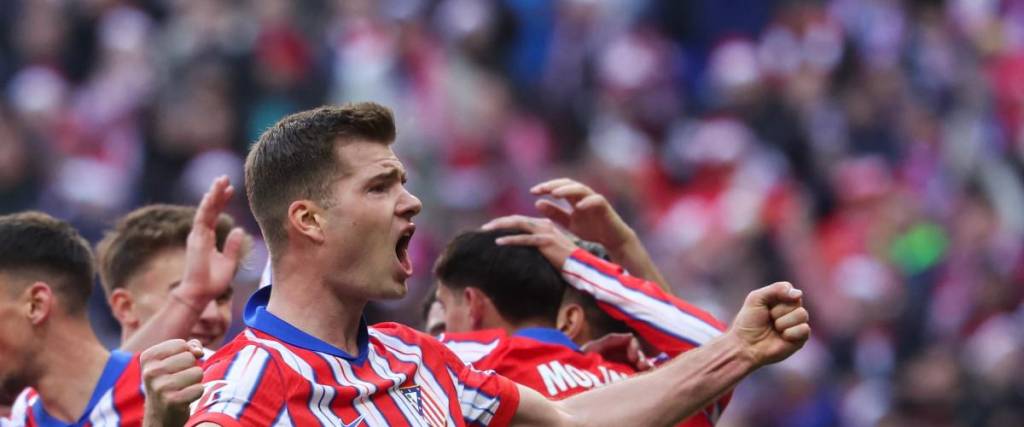 Alexander Sorloth celebra su gol, que al final fue el de la victoria del Atlético Madrid