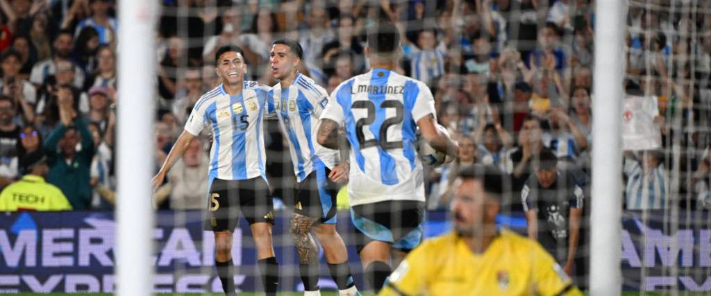 Festejo de la selección argentina. 