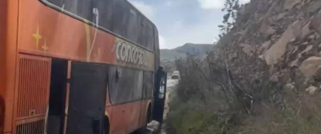 Bus terminó a un lado de la vía