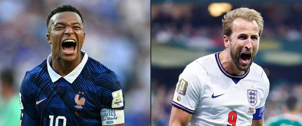 El delantero francés Kylian Mbappé (izq.) y el atacante inglés Harry Kane.