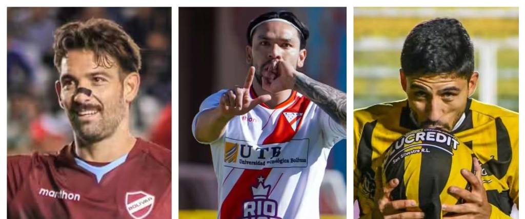 Martín Cauteruccio de Bolívar (izq.), Carmelo Algarañaz de Always Ready y Martín Chiatti de The Strongest.