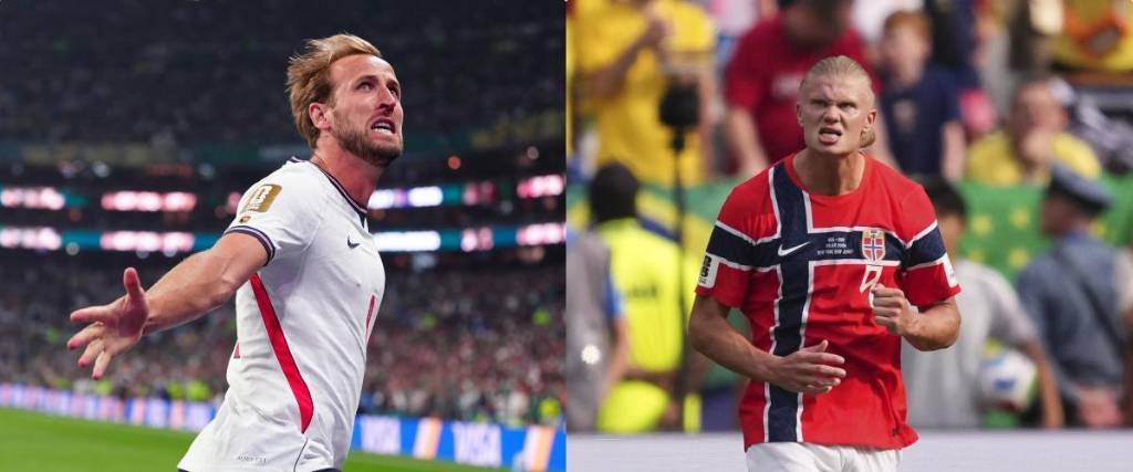 El delantero inglés Kane (izq.) y el atacante noruego Haaland.