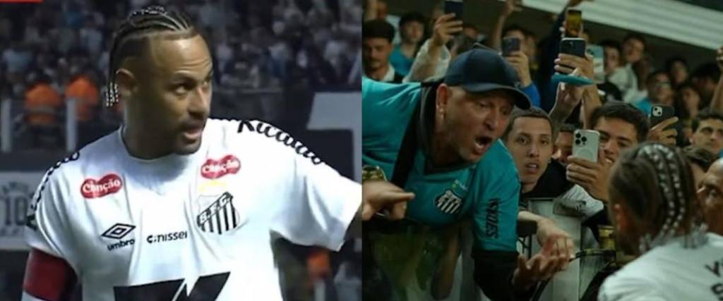El capitán del ‘Peixe’ se increpó con un hincha durante la derrota del Santos ante Inter de Porto Alegre.