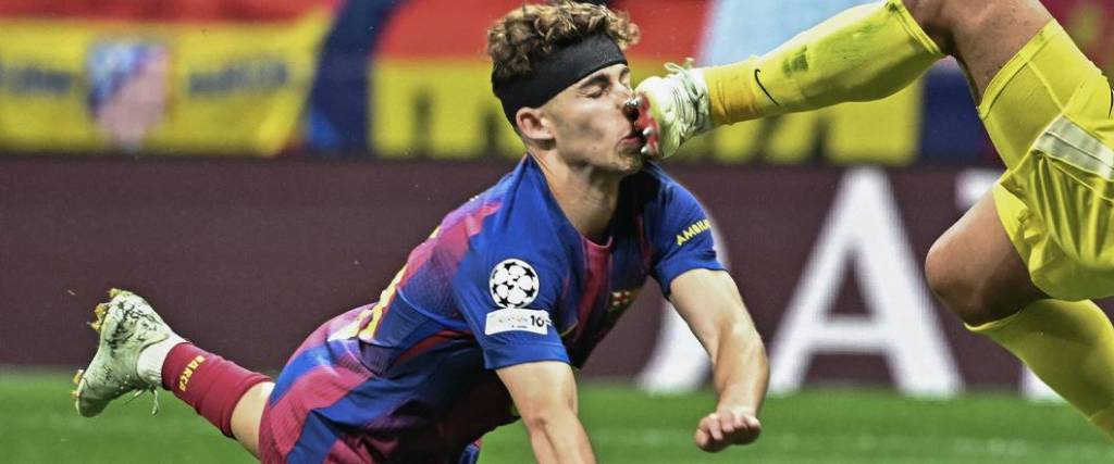 El mediocampista Fermín López recibió un fuerte impacto por parte del portero argentino Juan Musso.