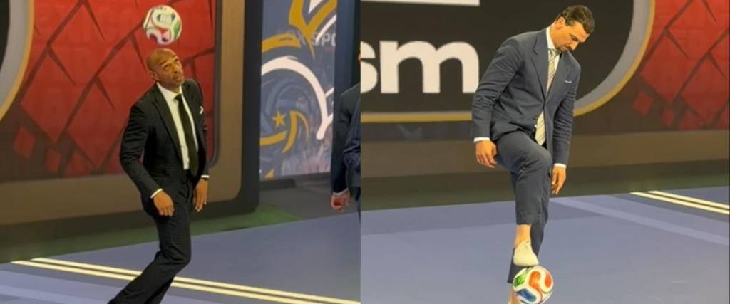 Henry (izq.) junto al sueco Ibrahimovic en pleno programa de Fox Sport.