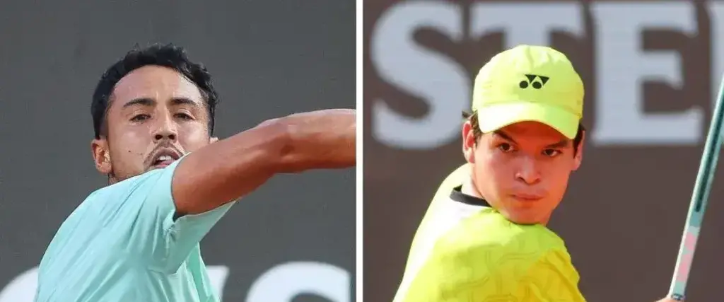 El tenista beniano Hugo Dellien (izq.) y el cruceño Juan Carlos Prado.