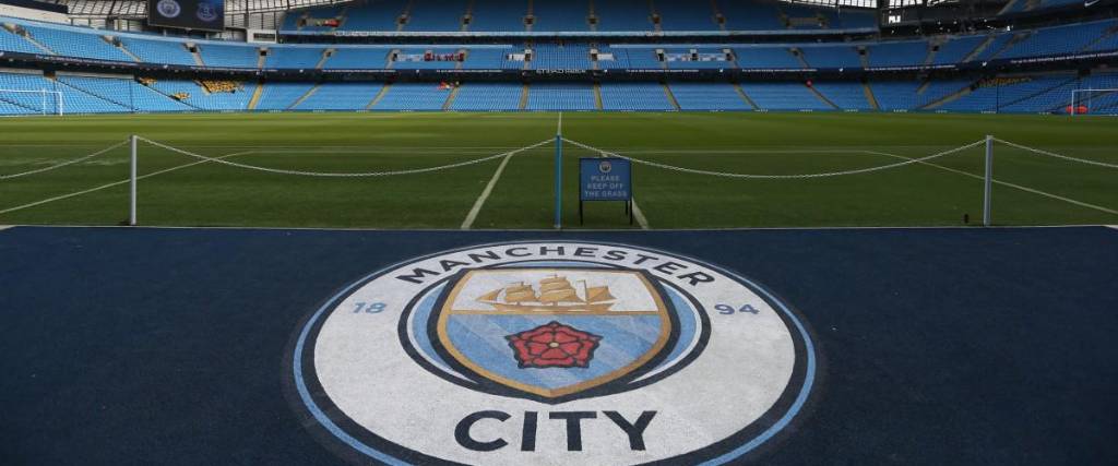 Vista general del terreno de juego del estadio Etihad Stadium del Manchester City.