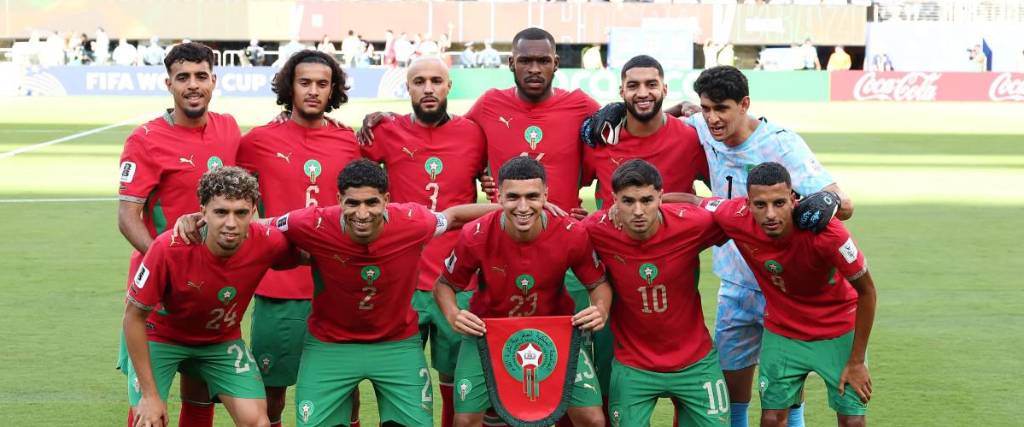 El onceno titular de la selección de Marruecos con mayoría de jugadores nacidos fuera de su país. 