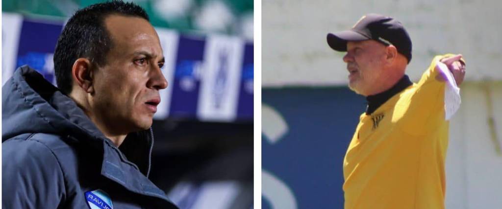 El entrenador de Bolívar, Alejandro Restrepo (izq.) y Antonio Carlos Zago, entrenador de The Strongest.