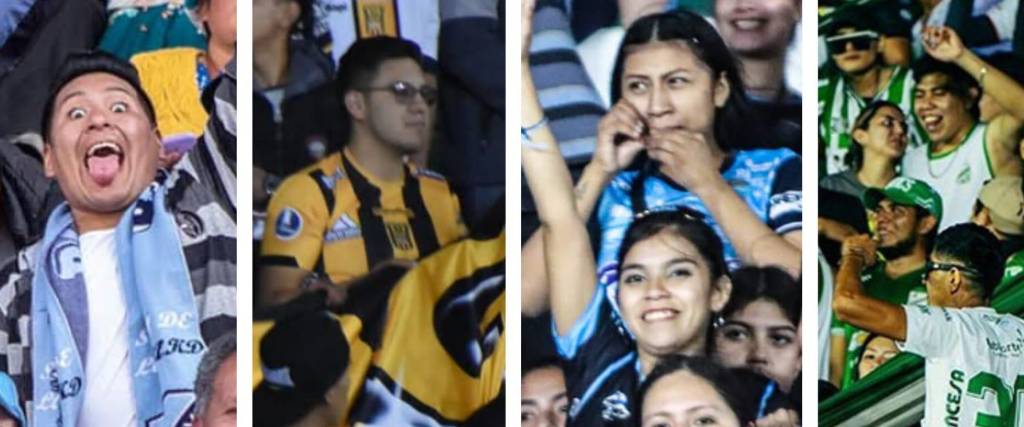 Los hinchas de Bolívar (izq.), The Strongest, Blooming y Oriente Petrolero.