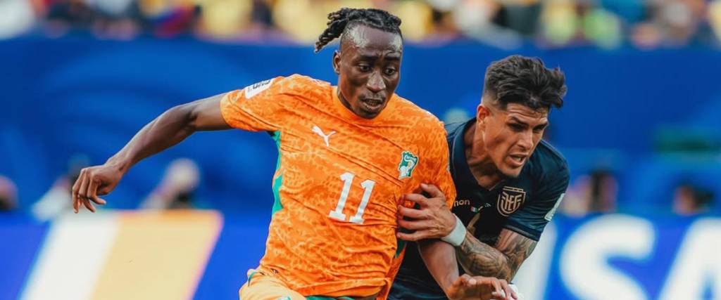 Yan Diomandé, figura de la selección Costa de Marfil, en el juego ante Ecuador. 