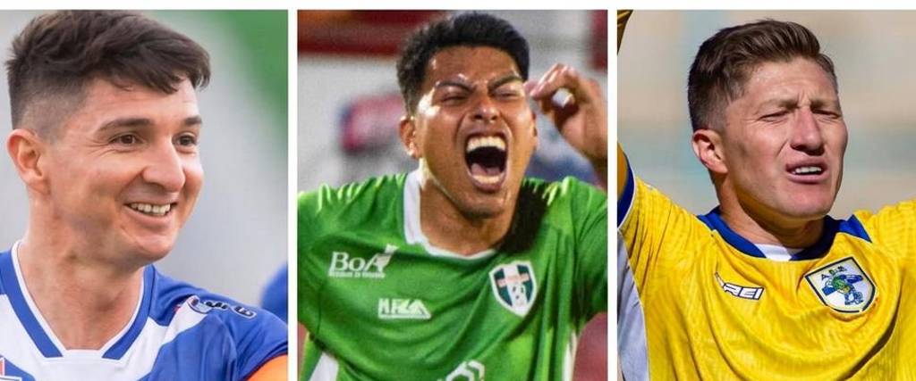 Álex Cáceres de GV San José (izq.), Alexis Ribera de Tomayapo y Alejandro Chumacero de ABB.