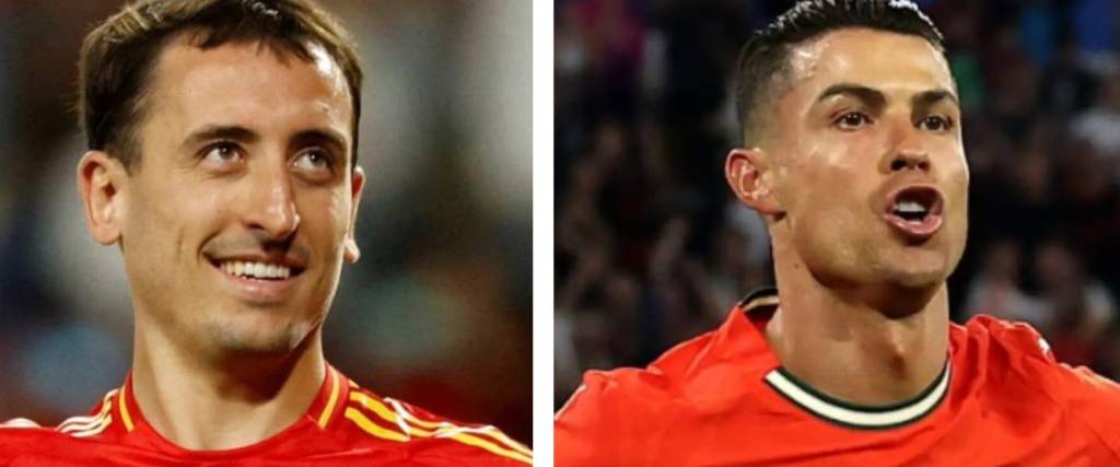 El español Mikel Oyarzabal (izq.) y el portugués Cristiano Ronaldo. 