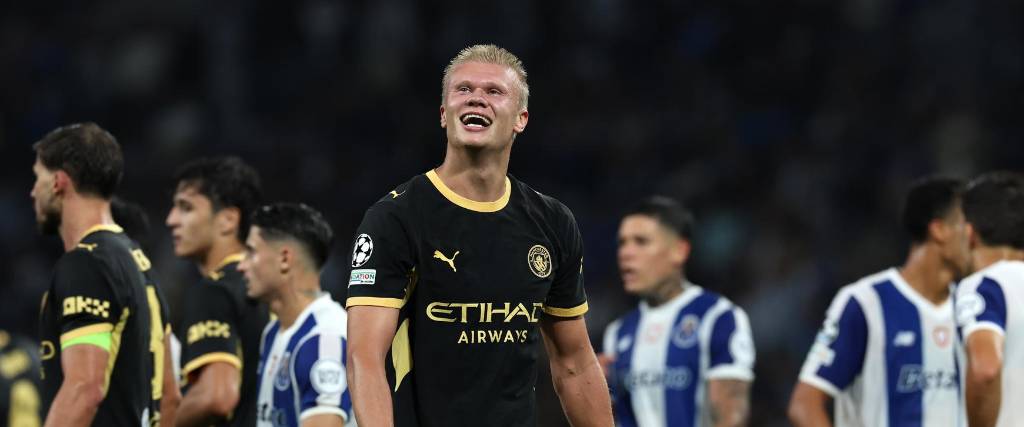 Erling Haaland, delantero del Manchester City, autor de un doblete ante Porto en la Liga de Campeones.