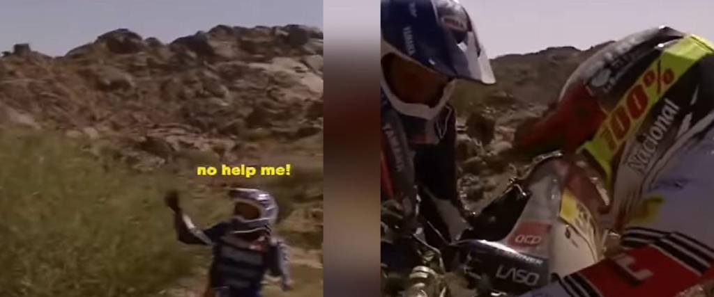 Daniel Nosiglia se detiene a ayudar a uno de sus compañeros en el Rally Dakar 2025