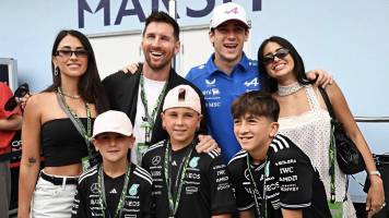 Leo Messi dijo presente en el GP de Miami para animar al argentino Colapinto